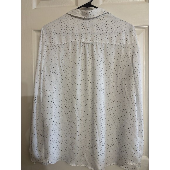 Ann Taylor LOFT Woman’s White Blouse w Black Polka Dots Medium - Picture 6 of 10